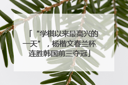 “学棋以来最高兴的一天”，杨楷文春兰杯连胜韩国前三夺冠