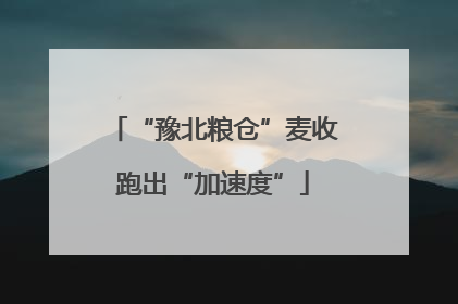 “豫北粮仓”麦收跑出“加速度”