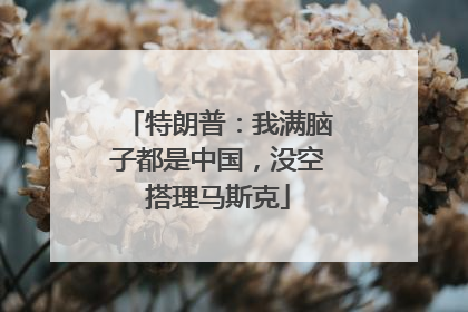 特朗普：我满脑子都是中国，没空搭理马斯克