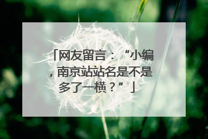 网友留言：“小编，南京站站名是不是多了一横？”