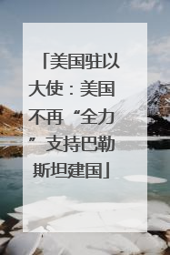 美国驻以大使：美国不再“全力”支持巴勒斯坦建国