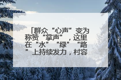 群众“心声”变为称赞“掌声”，这里在“水”“绿”“路”上持续发力，村容村貌焕然一新