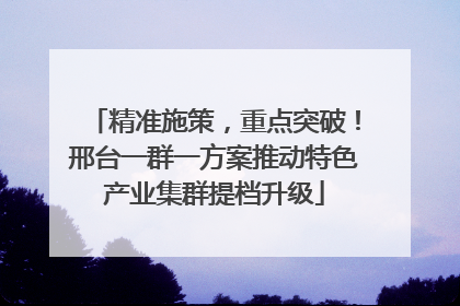 精准施策，重点突破！邢台一群一方案推动特色产业集群提档升级