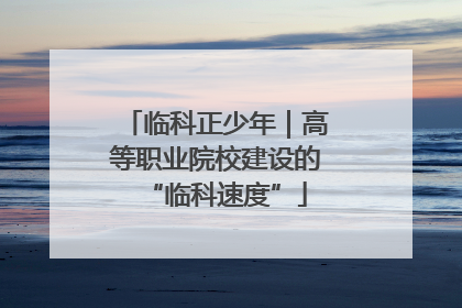 临科正少年｜高等职业院校建设的“临科速度”