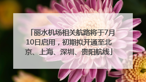 丽水机场相关航路将于7月10日启用，初期拟开通至北京、上海、深圳、贵阳航线