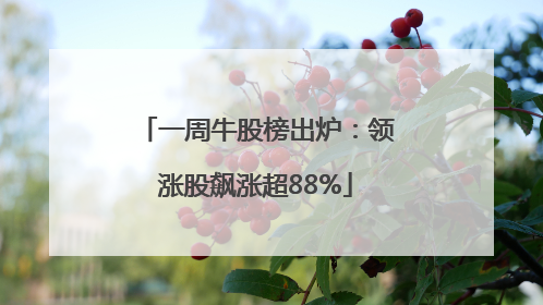 一周牛股榜出炉：领涨股飙涨超88%