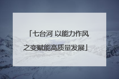 七台河 以能力作风之变赋能高质量发展