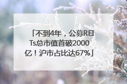 不到4年，公募REITs总市值首破2000亿！沪市占比达67%