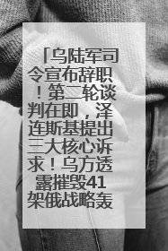 乌陆军司令宣布辞职！第二轮谈判在即，泽连斯基提出三大核心诉求！乌方透露摧毁41架俄战略轰炸机