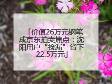 价值26万元钢笔成京东拍卖焦点：沈阳用户“捡漏”省下22.5万元