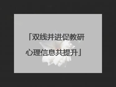 双线并进促教研 心理信息共提升