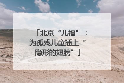 北京“儿福”：为孤残儿童插上“隐形的翅膀”
