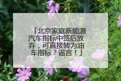 北京家庭新能源汽车指标中签后放弃，可直接转为油车指标？谣言！