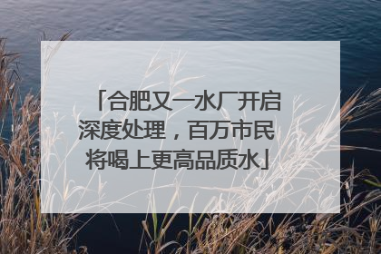 合肥又一水厂开启深度处理，百万市民将喝上更高品质水