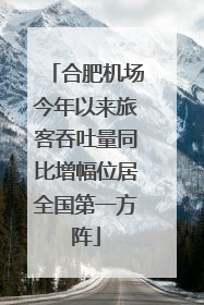 合肥机场今年以来旅客吞吐量同比增幅位居全国第一方阵
