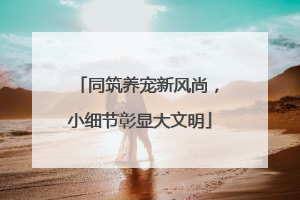 同筑养宠新风尚，小细节彰显大文明