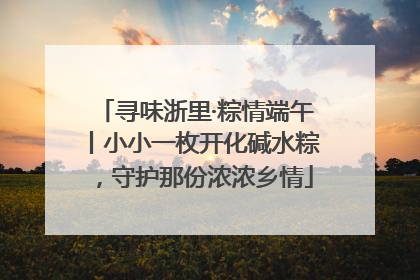 寻味浙里·粽情端午丨小小一枚开化碱水粽，守护那份浓浓乡情