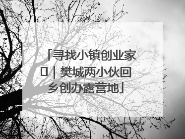 寻找小镇创业家㊳｜樊城两小伙回乡创办露营地