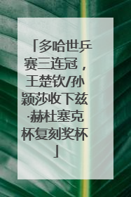 多哈世乒赛三连冠，王楚钦/孙颖莎收下兹·赫杜塞克杯复刻奖杯