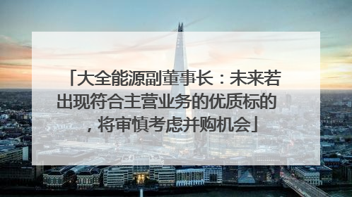 大全能源副董事长：未来若出现符合主营业务的优质标的，将审慎考虑并购机会