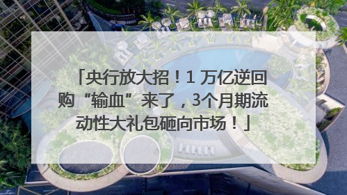 央行放大招！1 万亿逆回购“输血”来了，3个月期流动性大礼包砸向市场！