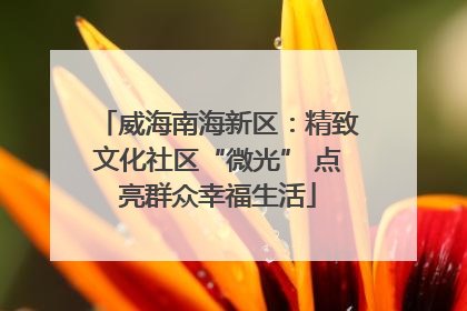 威海南海新区：精致文化社区“微光” 点亮群众幸福生活
