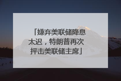 嫌弃美联储降息太迟，特朗普再次抨击美联储主席