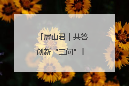 屏山君｜共答创新“三问”
