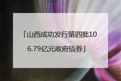 山西成功发行第四批106.79亿元政府债券