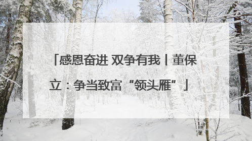 感恩奋进 双争有我丨董保立：争当致富“领头雁”