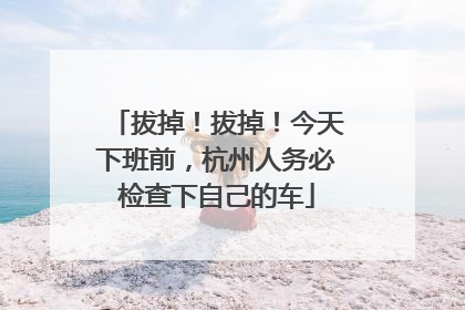 拔掉！拔掉！今天下班前，杭州人务必检查下自己的车