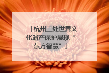 杭州三处世界文化遗产保护展现“东方智慧”