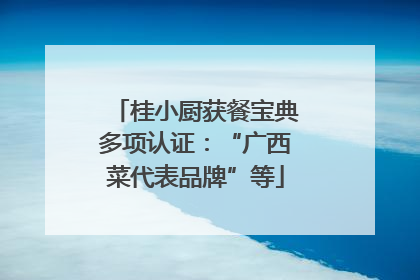 桂小厨获餐宝典多项认证：“广西菜代表品牌”等