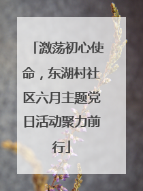 激荡初心使命，东湖村社区六月主题党日活动聚力前行