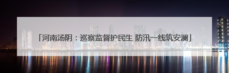 河南汤阴：巡察监督护民生 防汛一线筑安澜
