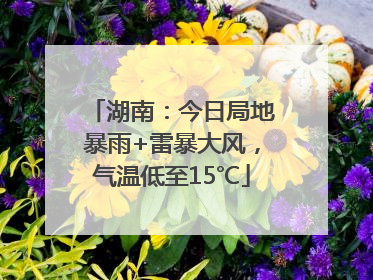 湖南：今日局地暴雨+雷暴大风，气温低至15℃