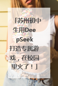 苏州初中生用DeepSeek打造专属游戏，在校园里火了！