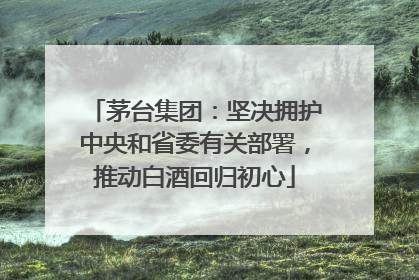 茅台集团：坚决拥护中央和省委有关部署，推动白酒回归初心