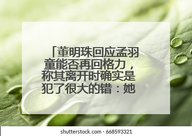 董明珠回应孟羽童能否再回格力，称其离开时确实是犯了很大的错：她对我来说是孩子