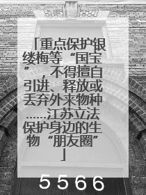 重点保护银缕梅等“国宝”，不得擅自引进、释放或丢弃外来物种……江苏立法保护身边的生物“朋友圈”