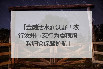 金融活水润沃野！农行汝州市支行为夏粮颗粒归仓保驾护航
