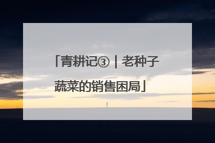 青耕记③｜老种子蔬菜的销售困局