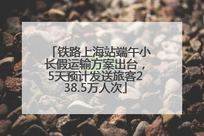 铁路上海站端午小长假运输方案出台，5天预计发送旅客238.5万人次
