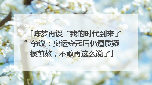 陈梦再谈“我的时代到来了”争议：奥运夺冠后仍遭质疑很煎熬，不敢再这么说了