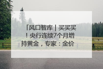 风口智库｜买买买！央行连续7个月增持黄金，专家：金价或仍易涨难跌