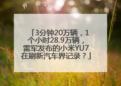3分钟20万辆，1个小时28.9万辆，雷军发布的小米YU7在刷新汽车界记录？