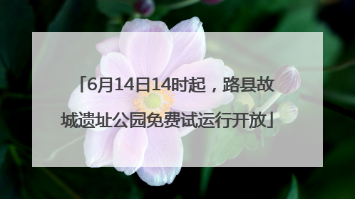 6月14日14时起，路县故城遗址公园免费试运行开放