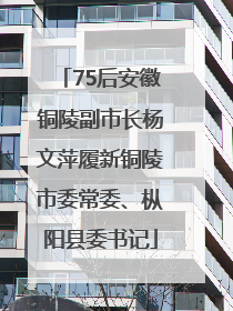 75后安徽铜陵副市长杨文萍履新铜陵市委常委、枞阳县委书记